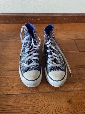 CONVERSE High-Top Sneakers in Navy with Glitter